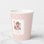 ファンタジーな可愛い妖精のピンクの花1歳の誕生日  紙コップ (正面)
