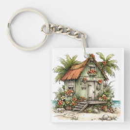 ファンタジーな夏の砂浜の風景 キーホルダー