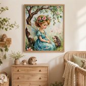 ファンタジーな妖精とハリネズミの保育園ウォールアート ポスター