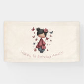ファンタジーな妖精のドール　レトロかわいいお誕生日 横断幕 (横)