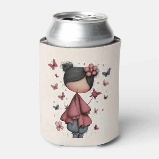 ファンタジーな妖精のドール　レトロかわいい 缶クーラー (缶正面)