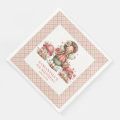 ファンタジーな妖精のピンクの花のブッシュの誕生日ナプキン (コーナー)