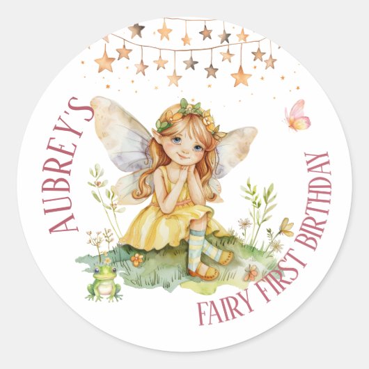 ファンタジーな妖精の初誕生日 ラウンドシール (正面)