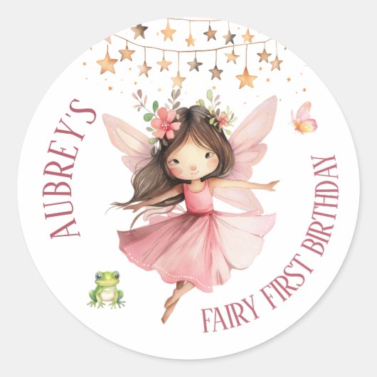 ファンタジーな妖精の初誕生日 ラウンドシール (正面)