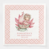 ファンタジーな妖精の女の子の誕生日ピンクのナプキン (正面)