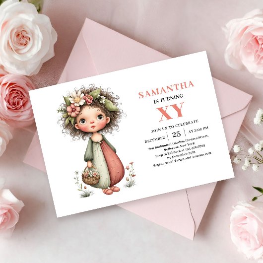 ファンタジーな妖精の女の子の誕生日ピンクの魔法の招待状 招待状