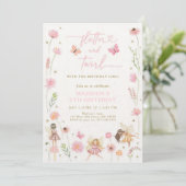 ファンタジーな妖精の庭の花の誕生日 招待状 (スタンド正面)