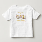 ファンタジーな妖精の庭園 1歳の誕生日パーティー トドラーTシャツ (正面)