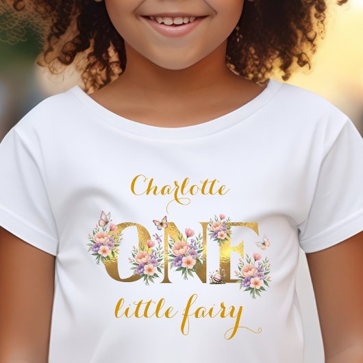 ファンタジーな妖精の庭園 1歳の誕生日パーティー トドラーTシャツ