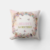 ファンタジーな妖精の庭園 1歳の誕生日  クッション (正面)