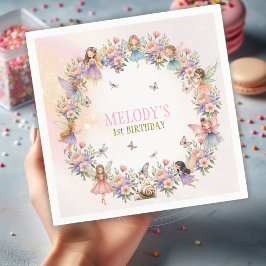 ファンタジーな妖精の庭園 1歳の誕生日 スタンダードカクテルナプキン