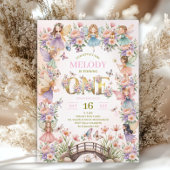 ファンタジーな妖精の庭園 1歳の誕生日 招待状