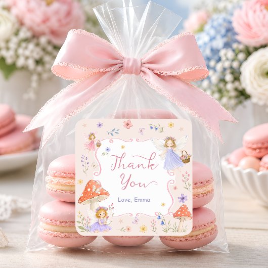 ファンタジーな妖精の庭 誕生日パーティーのお礼 スクエアシール