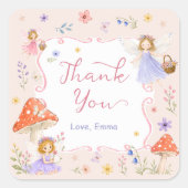 ファンタジーな妖精の庭 誕生日パーティーのお礼 スクエアシール (正面)