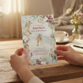 ファンタジーな妖精の森の花の誕生日 招待状