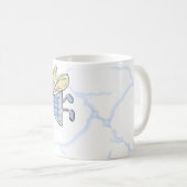 ファンタジーな妖精の青いチェック柄マグ コーヒーマグカップ (正面右)