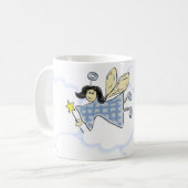 ファンタジーな妖精の青いチェック柄マグ コーヒーマグカップ (正面左)