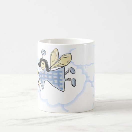 ファンタジーな妖精の青いチェック柄マグ コーヒーマグカップ (中央)