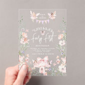 ファンタジーな妖精の１歳の誕生日　魔法の森 アクリル招待状 (インサイチュ (ポータブル))
