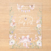 ファンタジーな妖精の１歳の誕生日　魔法の森 アクリル招待状 (正面)