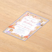 ファンタジーな妖精の1歳の娘の誕生日 アクリル招待状 (レイダウン)
