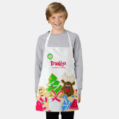 ファンタジーな子供用クリスマスのお菓子作り・クッキー交換 エプロン (着用した状態)