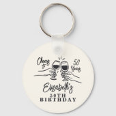 ファンタジーな手描きの50歳の誕生日おめでとう キーホルダー (裏面)