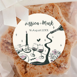 ファンタジーな手描きウェディング ラウンドシール