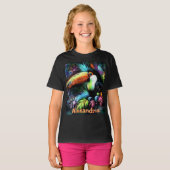 ファンタジーな抽象オオハシ鳥のカスタマイズ Tシャツ (正面フル)