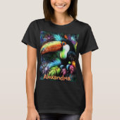 ファンタジーな抽象オオハシ鳥のカスタマイズ Tシャツ (正面)