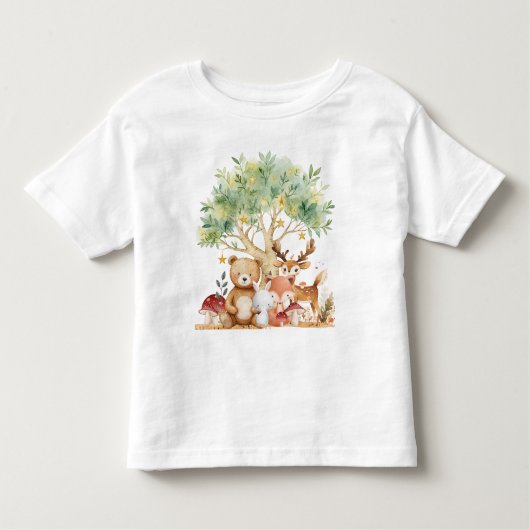 ファンタジーな森の動物たち トドラーTシャツ (正面)