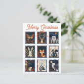 ファンタジーな森の動物スタンプ メリークリスマス ポストカード (スタンド正面)