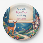 ファンタジーな森の城の妖精のファースト1歳の誕生日 ペーパープレート (正面)