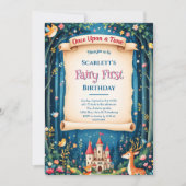 ファンタジーな森の城の妖精のファースト1歳の誕生日 招待状 (正面)