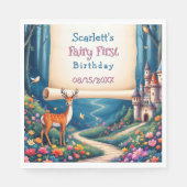 ファンタジーな森の城の妖精の1歳の誕生日 スタンダードランチョンナプキン (正面)