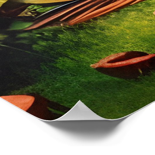 ファンタジーな森の小人キノコのカップル ポスター (角)