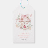 ファンタジーな水彩画の妖精の1歳の誕生日 ギフトタグ (正面)