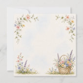 ファンタジーな水彩画の庭の花 ベビーシャワー 招待状 (裏面)