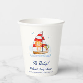 ファンタジーな海の冒険ライオン帆船ベビーシャワー 紙コップ