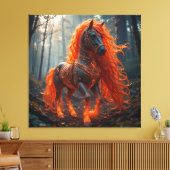 🐴🔥 ファンタジーな炎の馬 赤いたてがみ 🌌 キャンバスプリント (インサイチュ (リビング))
