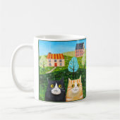 ファンタジーな猫の民芸風 オレンジタビー タキシード コーヒーマグカップ (左)
