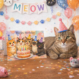 ファンタジーな猫の誕生日 かわいいパーティー 猫 子供 カード