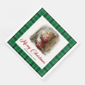 ファンタジーな田舎風の絵本のようなクリスマスのシーンのナプキン (コーナー)