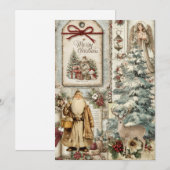 ファンタジーな田舎風ビンテージサンタのクリスマスカード シーズンカード (正面/裏面)