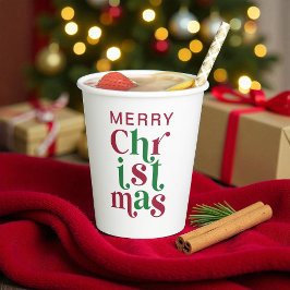 ファンタジーな祭りのメリークリスマスタイポグラフィ 紙コップ