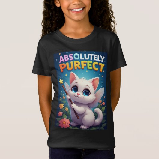 ファンタジーな羽を持つ子猫 Tシャツ (正面)