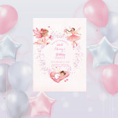 ファンタジーな花と妖精の子供の誕生日 招待状
