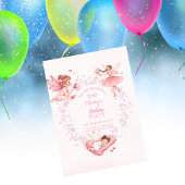 ファンタジーな花と妖精の子供の誕生日 招待状
