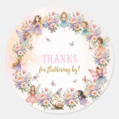 ファンタジーな花の妖精の庭園の誕生日 ラウンドシール (正面)