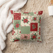 ファンタジーな花柄のヴィンテージクリスマスキルト柄 クッション (ブランケット)